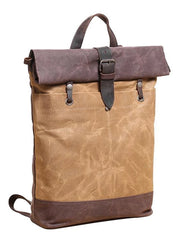 Waxed Canvas Mens Womens 14'' Travel Backpack Roll Up Backpack School Backpack for Men
