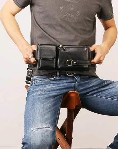 Leather Mens FANNY PACK MENS WAIST BAG HIP PACK BELT BAG FOR MEN