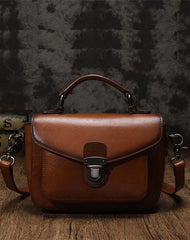 Fashion Womens Brown Leather Satchel Handbag Small Black Satchel Bag Crossbody Bags for Ladies