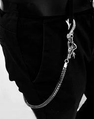 Cool Silver Dragon Steel Pants Chain Wallet Chain Long Biker wallet Chain For Men