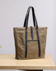Canvas Leather Mens Womens Gray Tote Bag Handbag Tote Bag Shoulder Bag Tote Purse For Men
