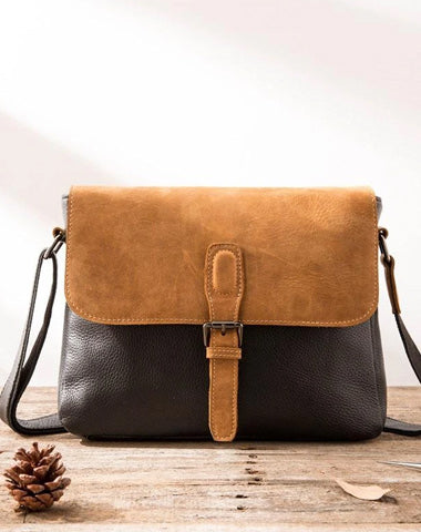 Handmade Cool Leather Mens Small Messengers Bag Shoulder Bags for Men