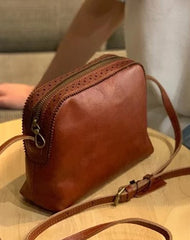 Brown Vintage Womens Leather Shoulder Bag Crossbody Bag Side Bag Purse for Ladies
