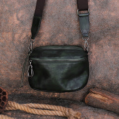 Vintage Black Gray Leather Womens Saddle Shoulder - Studio View