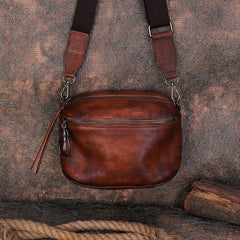 Vintage Leather Womens Saddle Shoulder Bag Small Saddle Crossbody Purse for Ladies