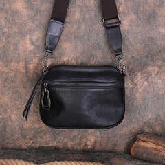 Vintage Black Gray Leather Womens Saddle Shoulder - Size Detail