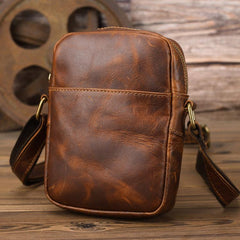 Black LEATHER MEN'S Small Side bag Brown Vertical Phone Bag MESSENGER BAG Courier Bag FOR MEN