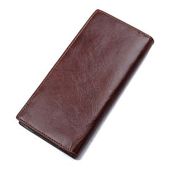 Simple Brown Leather Long Wallet for Men Bifold Long Wallet Brown Multi-Cards Wallet For Men