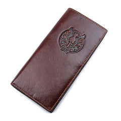 Simple Brown Leather Long Wallet for Men Bifold Long Wallet Brown Multi-Cards Wallet For Men