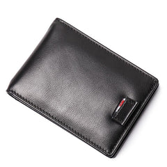 RFID Brown Leather Men's Small Wallet billfold Wallet Black Front Pocket Wallet For Men