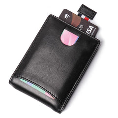 RFID Brown Leather Men's Small Wallet billfold Wallet Black Front Pocket Wallet For Men