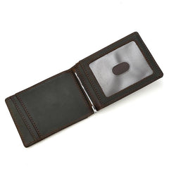 RFID Brown Leather Men's Small Wallet billfold Wallet Black Front Pocket Wallet For Men