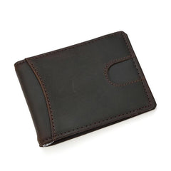 RFID Brown Leather Men's Small Wallet billfold Wallet Black Front Pocket Wallet For Men