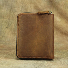 Vintage Bifold Leather Men's Zipper Small Wallet billfold Zipper Wallet For Men