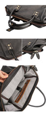 Cool Black Leather Mens Travel Backpack Work Handbag Briefcase Work Backpack For Men