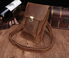 Brown Leather Small Belt Pouch Belt Bag Small Shoulder Bag Waist Bag For Men