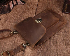 Brown Leather Small Belt Pouch Belt Bag Small Shoulder Bag Waist Bag For Men