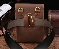 Brown Leather Small Belt Pouch Belt Bag Small Shoulder Bag Waist Bag For Men