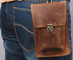 Brown Leather Small Belt Pouch Belt Bag Small Shoulder Bag Waist Bag For Men