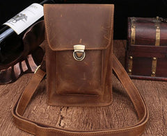 Brown Leather Small Belt Pouch Belt Bag Small Shoulder Bag Waist Bag For Men