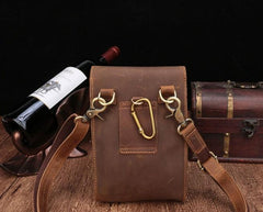 Brown Leather Small Belt Pouch Belt Bag Small Shoulder Bag Waist Bag For Men