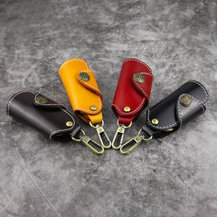 Cool Black Leather Men's Key Wallet Car Key Red Holder Key Holder For Men