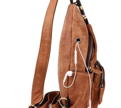 Cool Camel Leather Chest Bag Sling Bag Sling Crossbody Bags For Men