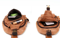 Cool Camel Leather Chest Bag Sling Bag Sling Crossbody Bags For Men