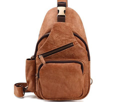 Cool Camel Leather Chest Bag Sling Bag Sling Crossbody Bags For Men
