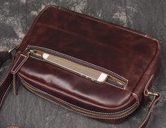 Cool Brown Leather Men's Small Shoulder Bag Messenger Bag Side Bag For Men