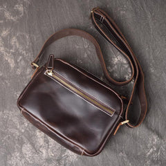 Cool Brown Leather Men's Small Shoulder Bag Messenger Bag Side Bag For Men