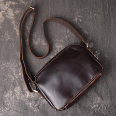 Cool Brown Leather Men's Small Shoulder Bag Messenger Bag Side Bag For Men