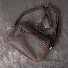 Cool Brown Leather Men's Small Shoulder Bag Messenger Bag Side Bag For Men