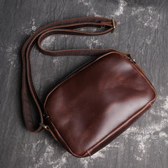 Cool Brown Leather Men's Small Shoulder Bag Messenger Bag Side Bag For Men