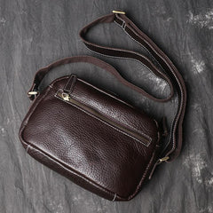 Cool Brown Leather Men's Small Shoulder Bag Messenger Bag Side Bag For Men