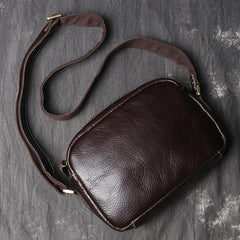 Cool Brown Leather Men's Small Shoulder Bag Messenger Bag Side Bag For Men