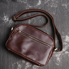 Cool Brown Leather Men's Small Shoulder Bag Messenger Bag Side Bag For Men