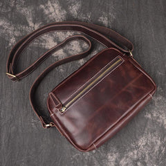 Cool Brown Leather Men's Small Shoulder Bag Messenger Bag Side Bag For Men