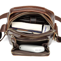 Fashion Brown Leather Men's Small Vertical Courier Bag Messenger Bag Side Bag For Men