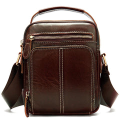 Fashion Brown Leather Men's Small Vertical Courier Bag Messenger Bag Side Bag For Men