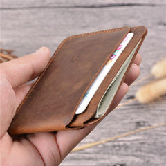 Vintage Brown Leather Men's Front Pocket Wallet Black Slim Card billfold Wallet Small Wallet For Men