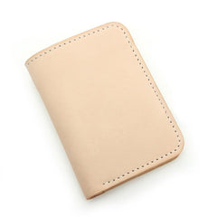 Handmade Mens Leather Vertical Beige Small billfold Wallet Slim Small Bifold Wallets for Men