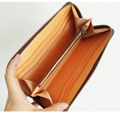 Simple Handmade Mens Red Long Wallet Blue Bifold Long Card Wallet Clutch Zipper Wallet For Men