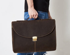 Leather Mens Vintage Briefcase 13inch laptop Handbags Shoulder Bags For Men