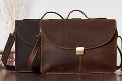 Leather Mens Vintage Briefcase 13inch laptop Handbags Shoulder Bags For Men