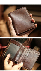 Slim Leather Mens Business SMall Bifold Wallet Bifold billfold Wallet Small Front Pocket Wallet For Men