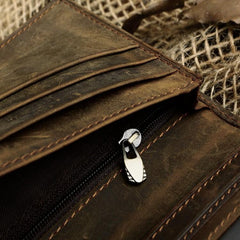 Slim Vintage MENS Leather Bifold Wallet Long and Small Wallet billfold Wallet for MEN