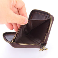 Cool Brown Leather Men's Car Key Wallet billfold Small Key Wallet For Men