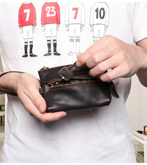 Small Leather Men's Key Wallet Car Key Holder Coin Wallet Change Holder For Men