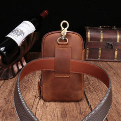 Small Mens Leather CELL PHONE HOLSTER Belt Bag Belt Pouch Waist Bag For Men